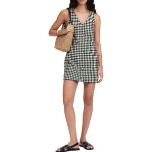 NWT Madewell Gingham V-Neck Wool Blend Vest Minidress Size 16 Black/White